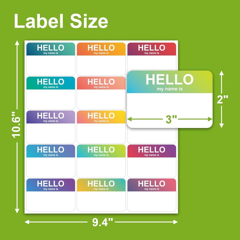 Anylabel 375 Pcs Name Tag Stickers(Hello My Name is), 3"x2" Rainbow Name Tags Labels, 15 Color Name Tags for Office, Meeting, School, Teachers and Mailing - Image 2